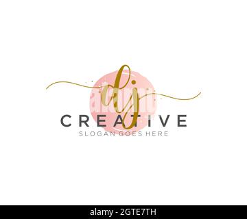 DJ Feminine logo beauty monogram and elegant logo design, handwriting logo of initial signature, wedding, fashion, floral and botanical with creative Stock Vector