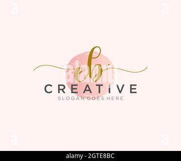 EB Feminine logo beauty monogram and elegant logo design, handwriting logo of initial signature, wedding, fashion, floral and botanical with creative Stock Vector