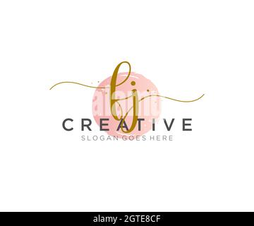 FJ Feminine logo beauty monogram and elegant logo design, handwriting logo of initial signature, wedding, fashion, floral and botanical with creative Stock Vector