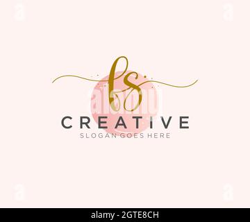 FS Feminine logo beauty monogram and elegant logo design, handwriting logo of initial signature, wedding, fashion, floral and botanical with creative Stock Vector