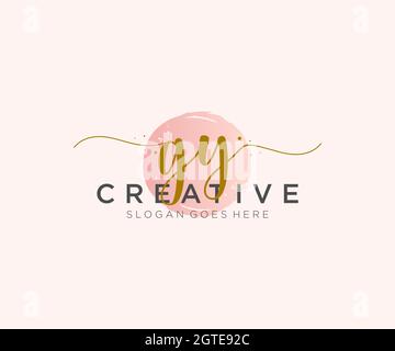 GY Feminine logo beauty monogram and elegant logo design, handwriting logo of initial signature, wedding, fashion, floral and botanical with creative Stock Vector