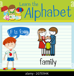 Flashcard letter F is for family Stock Vector