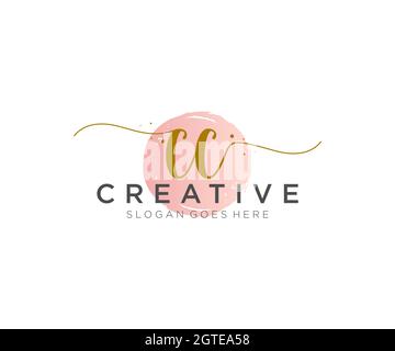 CC Feminine logo beauty monogram and elegant logo design, handwriting logo of initial signature, wedding, fashion, floral and botanical with creative Stock Vector