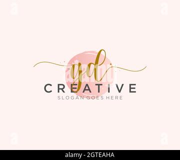 GD Feminine logo beauty monogram and elegant logo design, handwriting logo of initial signature, wedding, fashion, floral and botanical with creative Stock Vector