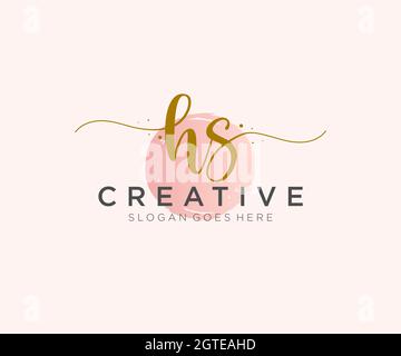 HS Feminine logo beauty monogram and elegant logo design, handwriting logo of initial signature, wedding, fashion, floral and botanical with creative Stock Vector