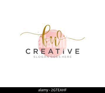 FW Feminine logo beauty monogram and elegant logo design, handwriting logo of initial signature, wedding, fashion, floral and botanical with creative Stock Vector