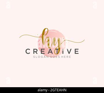 HY Feminine logo beauty monogram and elegant logo design, handwriting logo of initial signature, wedding, fashion, floral and botanical with creative Stock Vector