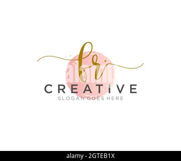 FR Feminine logo beauty monogram and elegant logo design, handwriting logo of initial signature, wedding, fashion, floral and botanical with creative Stock Vector