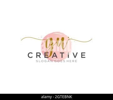 GU Feminine logo beauty monogram and elegant logo design, handwriting logo of initial signature, wedding, fashion, floral and botanical with creative Stock Vector