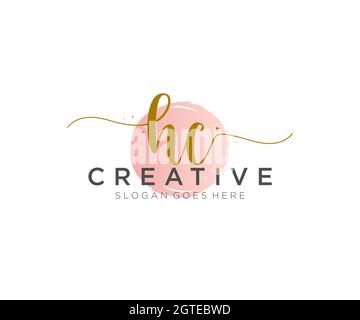 HC Feminine logo beauty monogram and elegant logo design, handwriting logo of initial signature, wedding, fashion, floral and botanical with creative Stock Vector