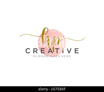 HP Feminine logo beauty monogram and elegant logo design, handwriting logo of initial signature, wedding, fashion, floral and botanical with creative Stock Vector