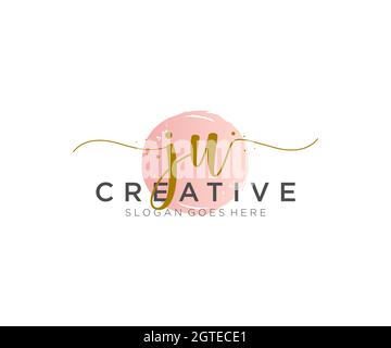 JU Feminine logo beauty monogram and elegant logo design, handwriting logo of initial signature, wedding, fashion, floral and botanical with creative Stock Vector