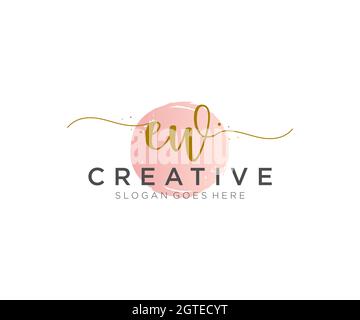 EW Feminine logo beauty monogram and elegant logo design, handwriting logo of initial signature, wedding, fashion, floral and botanical with creative Stock Vector