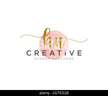 HU Feminine logo beauty monogram and elegant logo design, handwriting logo of initial signature, wedding, fashion, floral and botanical with creative Stock Vector