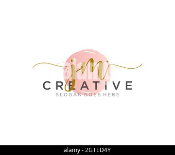 JM Feminine logo beauty monogram and elegant logo design, handwriting logo of initial signature, wedding, fashion, floral and botanical with creative Stock Vector