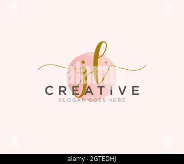 JL Feminine logo beauty monogram and elegant logo design, handwriting logo of initial signature, wedding, fashion, floral and botanical with creative Stock Vector