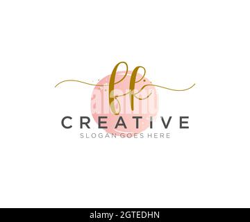 FK Feminine logo beauty monogram and elegant logo design, handwriting logo of initial signature, wedding, fashion, floral and botanical with creative Stock Vector