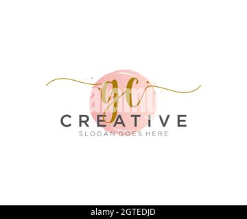 GC Feminine logo beauty monogram and elegant logo design, handwriting logo of initial signature, wedding, fashion, floral and botanical with creative Stock Vector