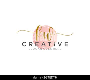 KW Feminine logo beauty monogram and elegant logo design, handwriting logo of initial signature, wedding, fashion, floral and botanical with creative Stock Vector