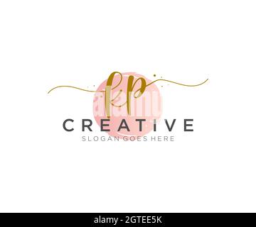 KP Feminine logo beauty monogram and elegant logo design, handwriting logo of initial signature, wedding, fashion, floral and botanical with creative Stock Vector