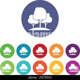 Forest trees set icons Stock Vector