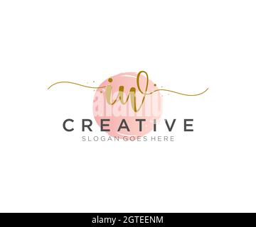 IW Feminine logo beauty monogram and elegant logo design, handwriting logo of initial signature, wedding, fashion, floral and botanical with creative Stock Vector