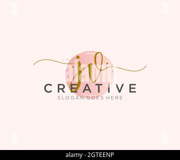 JV Feminine logo beauty monogram and elegant logo design, handwriting logo of initial signature, wedding, fashion, floral and botanical with creative Stock Vector