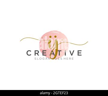 IJ Feminine logo beauty monogram and elegant logo design, handwriting logo of initial signature, wedding, fashion, floral and botanical with creative Stock Vector