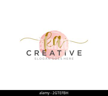 KA Feminine logo beauty monogram and elegant logo design, handwriting logo of initial signature, wedding, fashion, floral and botanical with creative Stock Vector