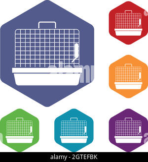 Cage for birds icons set Stock Vector