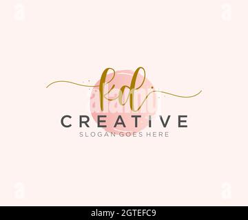 KD Feminine logo beauty monogram and elegant logo design, handwriting logo of initial signature, wedding, fashion, floral and botanical with creative Stock Vector