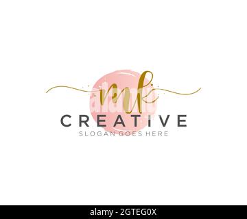 MK Feminine logo beauty monogram and elegant logo design, handwriting logo of initial signature, wedding, fashion, floral and botanical with creative Stock Vector