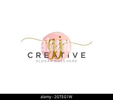 GJ Feminine logo beauty monogram and elegant logo design, handwriting logo of initial signature, wedding, fashion, floral and botanical with creative Stock Vector