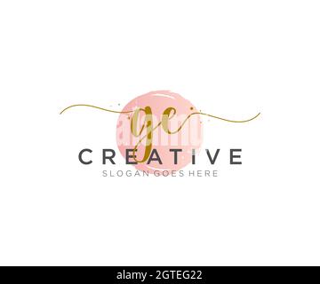 GE Feminine logo beauty monogram and elegant logo design, handwriting logo of initial signature, wedding, fashion, floral and botanical with creative Stock Vector