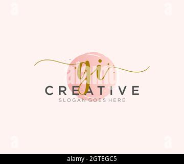 GI Feminine logo beauty monogram and elegant logo design, handwriting logo of initial signature, wedding, fashion, floral and botanical with creative Stock Vector