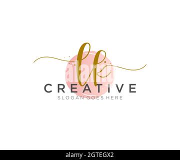 LK Feminine logo beauty monogram and elegant logo design, handwriting logo of initial signature, wedding, fashion, floral and botanical with creative Stock Vector