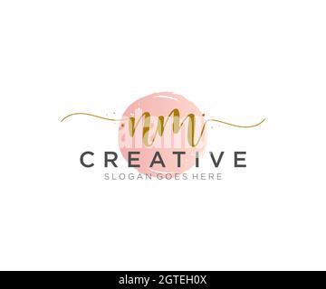 NM Feminine logo beauty monogram and elegant logo design, handwriting logo of initial signature, wedding, fashion, floral and botanical with creative Stock Vector