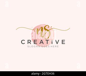 NS Feminine logo beauty monogram and elegant logo design, handwriting logo of initial signature, wedding, fashion, floral and botanical with creative Stock Vector