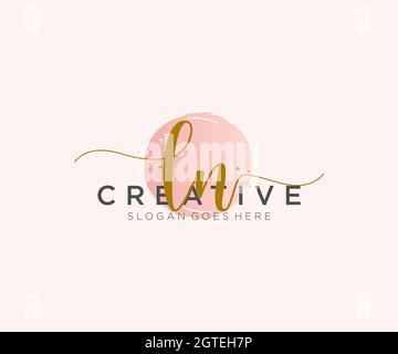 LN Feminine logo beauty monogram and elegant logo design, handwriting logo of initial signature, wedding, fashion, floral and botanical with creative Stock Vector