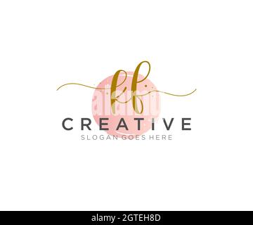 KF Feminine logo beauty monogram and elegant logo design, handwriting logo of initial signature, wedding, fashion, floral and botanical with creative Stock Vector