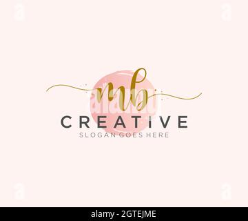 MB Feminine logo beauty monogram and elegant logo design, handwriting logo of initial signature, wedding, fashion, floral and botanical with creative Stock Vector
