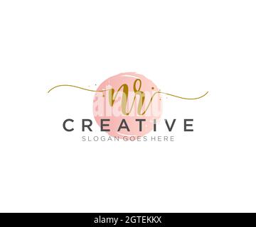 NR Feminine logo beauty monogram and elegant logo design, handwriting logo of initial signature, wedding, fashion, floral and botanical with creative Stock Vector
