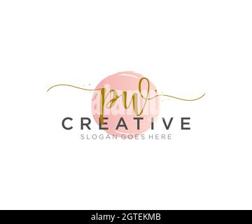PW Feminine logo beauty monogram and elegant logo design, handwriting logo of initial signature, wedding, fashion, floral and botanical with creative Stock Vector