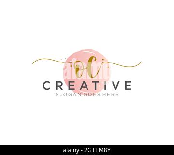 OC Feminine logo beauty monogram and elegant logo design, handwriting logo of initial signature, wedding, fashion, floral and botanical with creative Stock Vector