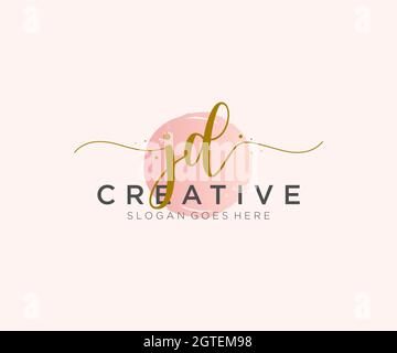 JD Feminine logo beauty monogram and elegant logo design, handwriting logo of initial signature, wedding, fashion, floral and botanical with creative Stock Vector