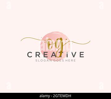 OG Feminine logo beauty monogram and elegant logo design, handwriting logo of initial signature, wedding, fashion, floral and botanical with creative Stock Vector