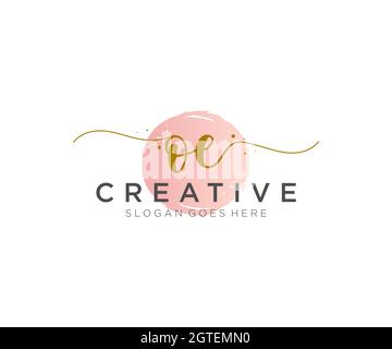 OE Feminine logo beauty monogram and elegant logo design, handwriting logo of initial signature, wedding, fashion, floral and botanical with creative Stock Vector