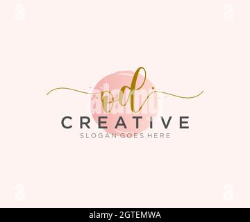 OD Feminine logo beauty monogram and elegant logo design, handwriting logo of initial signature, wedding, fashion, floral and botanical with creative Stock Vector