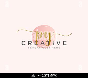 PY Feminine logo beauty monogram and elegant logo design, handwriting logo of initial signature, wedding, fashion, floral and botanical with creative Stock Vector