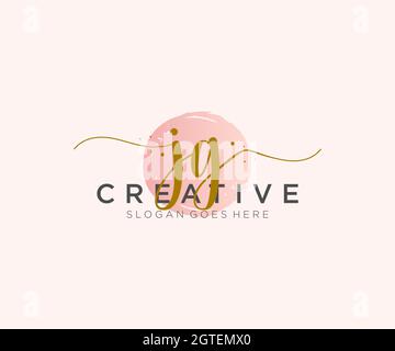 JG Feminine logo beauty monogram and elegant logo design, handwriting logo of initial signature, wedding, fashion, floral and botanical with creative Stock Vector